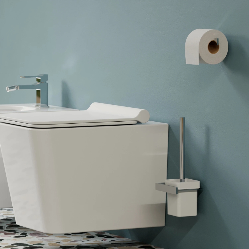 OMNIRES NL80620CR - Четка за тоалетна със стенен монтаж NELSON лъскав хром