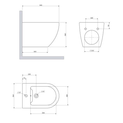 OMNIRES OTTAWACMBIBP - Подвесно биде OTTAWA керамика/лъскаво бяло