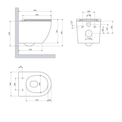 OMNIRES OTTAWASPXMWBM - Конзолна тоалетна чиния OTTAWA с тоалетна седалка SoftClose, керамика/матово бяла