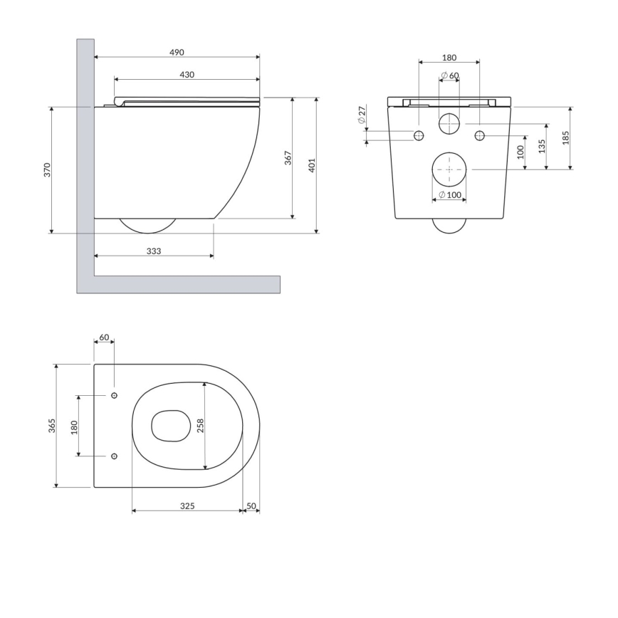 OMNIRES OTTAWASPXMWBM - Конзолна тоалетна чиния OTTAWA с тоалетна седалка SoftClose, керамика/матово бяла