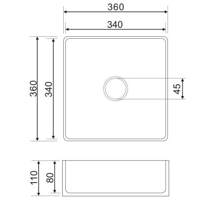 OMNIRES PASADENA360BP - Мивка за плот PASADENA 36x36 см, керамика/бял гланц