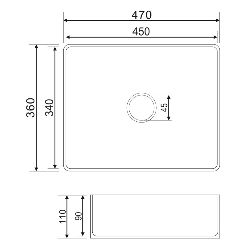 OMNIRES PASADENA470BP - Керамична мивка за плот PASADENA 47 x 36 см, бял гланц