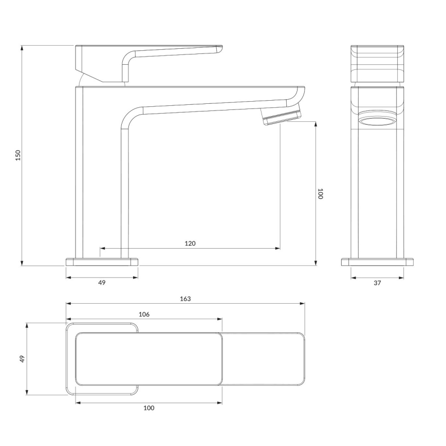 OMNIRES PM7410GR - Смесител за умивалник PARMA 15 см, четкан графит