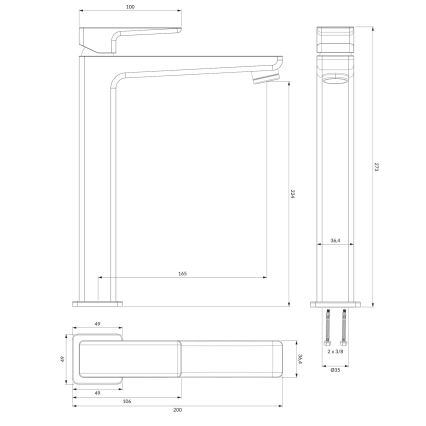 OMNIRES PM7412BL - Кран за мивка PARMA 27,3 см матов черен