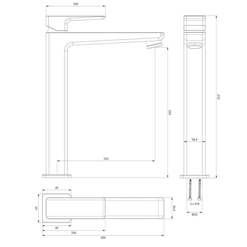 OMNIRES PM7412BL - Кран за мивка PARMA 27,3 см матов черен