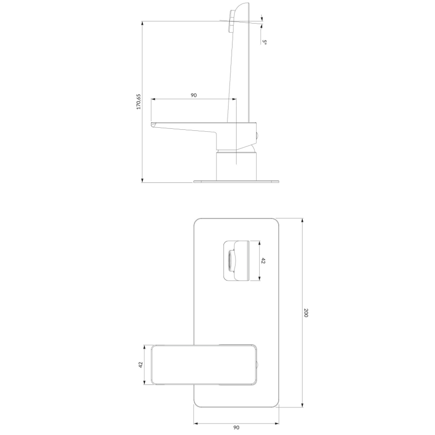 OMNIRES PM7415BL - Смесител за мивка за скрит монтаж PARMA матов черен