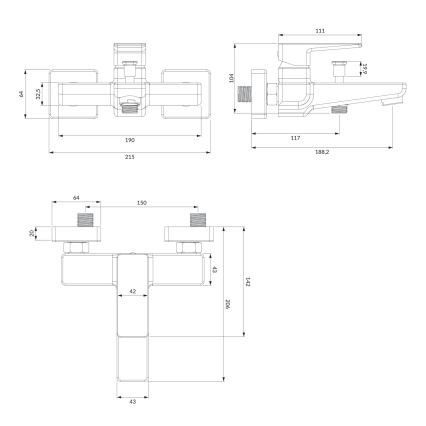 OMNIRES PM7430BL - Кранче за баня PARMA матов черен