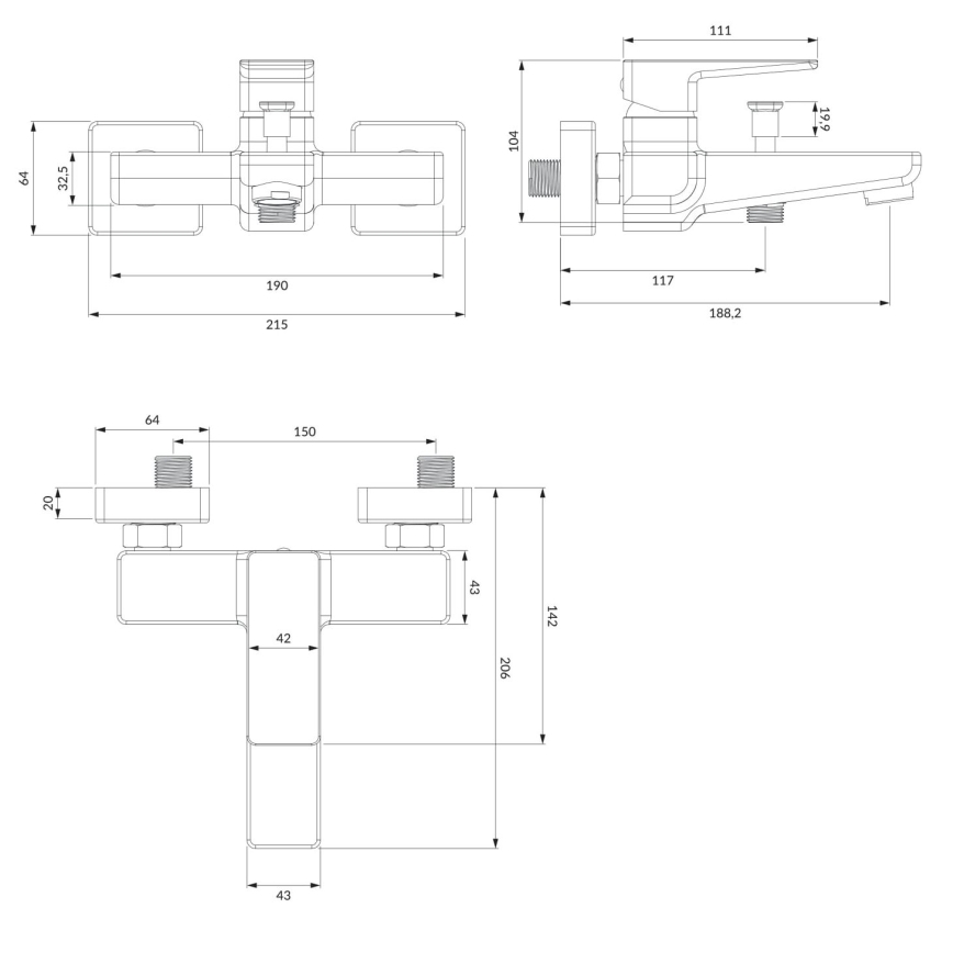 OMNIRES PM7430CR - Кранче за баня PARMA лъскав хром