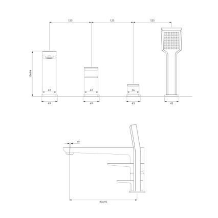OMNIRES PM7432BL - Кранче за баня 4 отвора PARMA матов черен