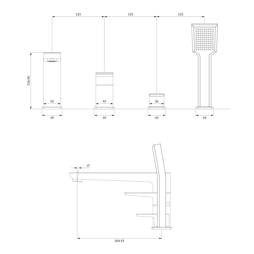 OMNIRES PM7432CR - Кранче за баня 4 отвора PARMA лъскав хром