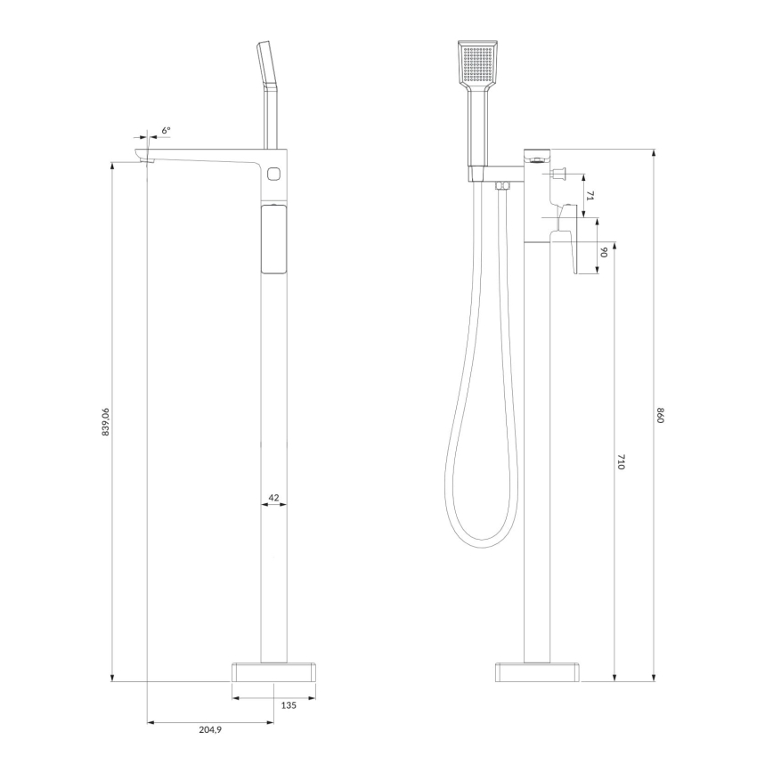 OMNIRES PM7433BL - Свободно стоящ комплект за вана с батерия PARMA матово черно