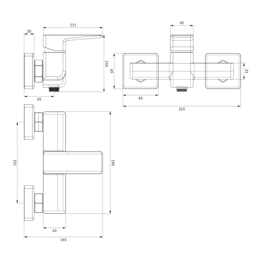 OMNIRES PM7440BL - Кранче за душ PARMA матов черен