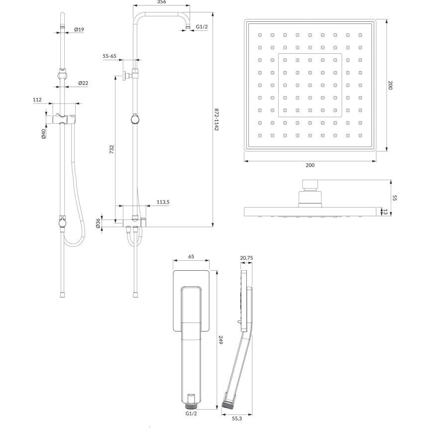 OMNIRES SYSJIMJIMBL - Душ комплект JIMJIM матово черен