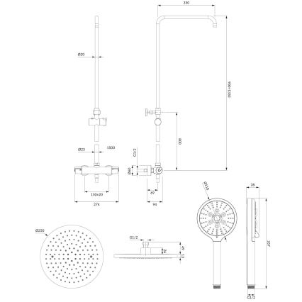OMNIRES SYSY10/N/6CR - Душ комплект с термостатичен смесител Y лъскав хром