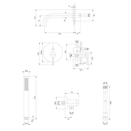 OMNIRES SYSYW01CR - Комплект за баня със скрит кран Y лъскав хром