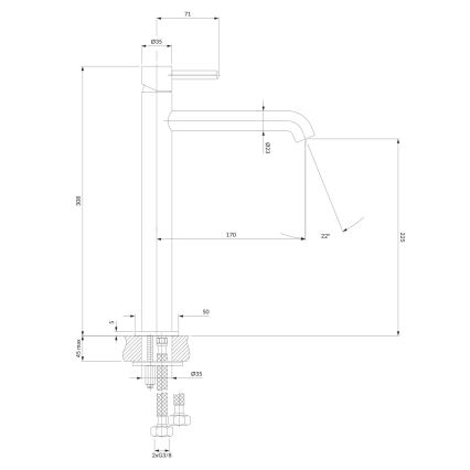 OMNIRES Y1212BL - Кран за мивка Y 30,8 см полуматов черен