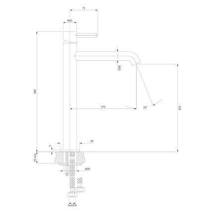 OMNIRES Y1212BLGL - Кран за мивка Y 30,8 см полуматов черен/лъскаво златна