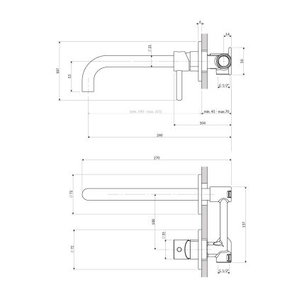 OMNIRES Y1215HLBL - Смесител за умивалник за вграждане Y полуматово черен