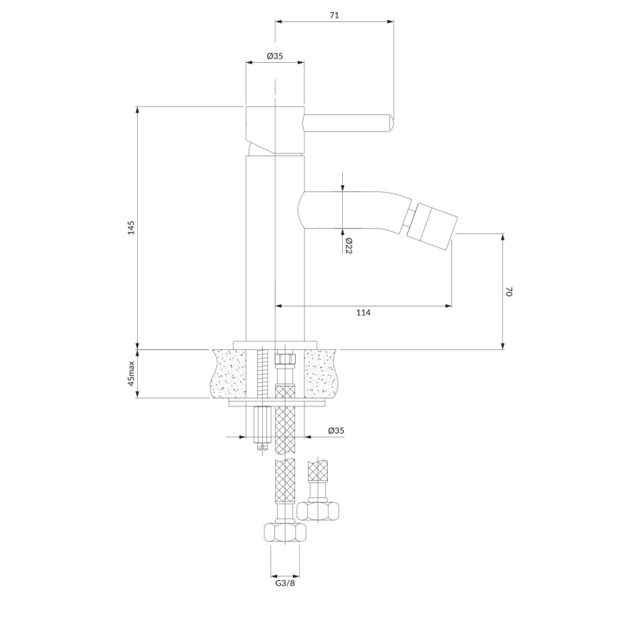 OMNIRES Y1220GLB - Кран за биде Y 14,5 см шлайфан златист