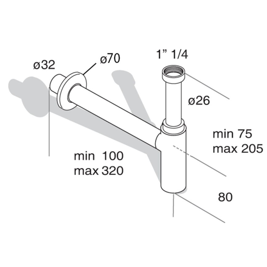 Omp tea - Сифон за мивка TEA MINITOTI, лъскав хром