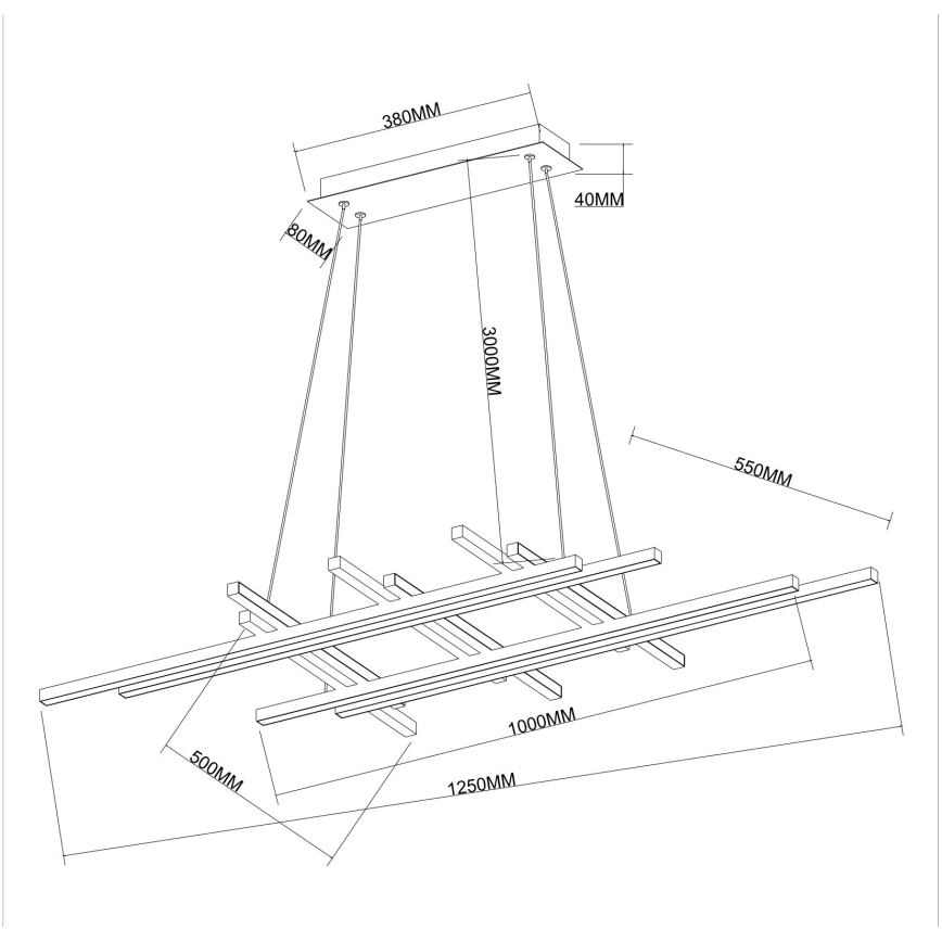 Ondaluce - Димируем LED полилей на кабел MOVIDA LED/114W/230V черен