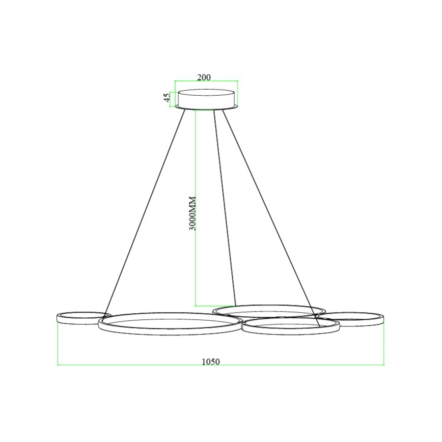 Ondaluce - димируем LED полилей на кабел POIS LED/60W/230V сребрист