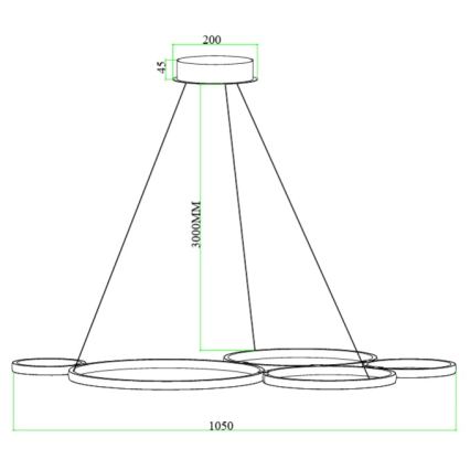 Ondaluce - димируем LED полилей на кабел POIS LED/60W/230V златист