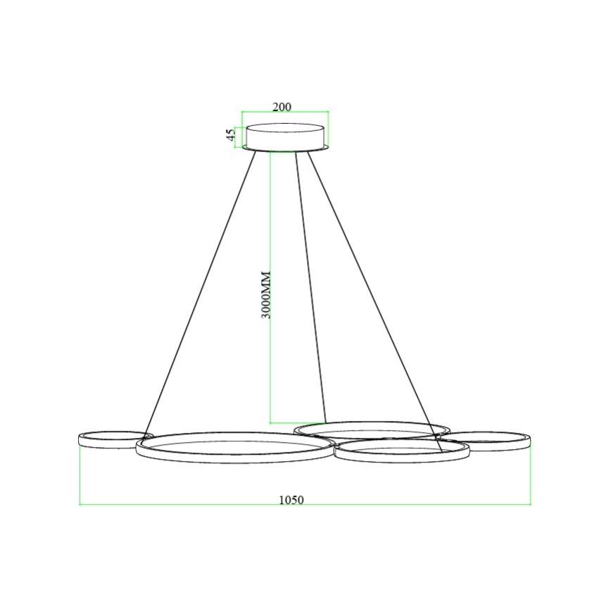 Ondaluce - димируем LED полилей на кабел POIS LED/60W/230V златист