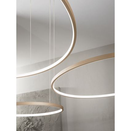 Ondaluce - LED димируем полилей на кабел SOEL LED/28W/230V + LED/38W + LED/47W Ø 100/80/60 см златен