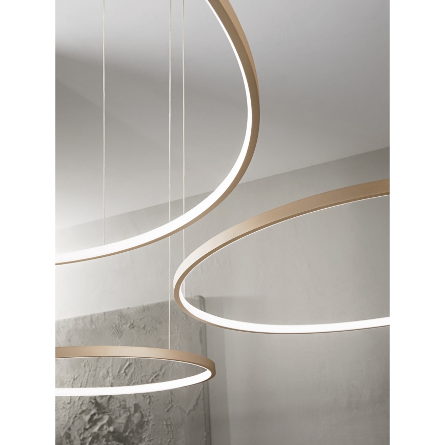 Ondaluce - LED димируем полилей на кабел SOEL LED/28W/230V + LED/38W + LED/47W Ø 100/80/60 см златен