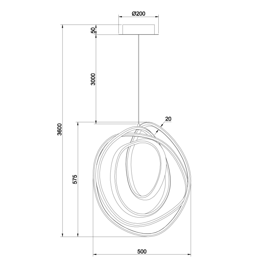 Ondaluce - димируема LED люстра на кабел GOLDEN LED/50W/230V златна