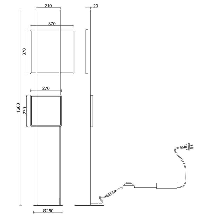 Ondaluce - димируема LED подова лампа DOWEL LED/77W/230V 166 cm златна