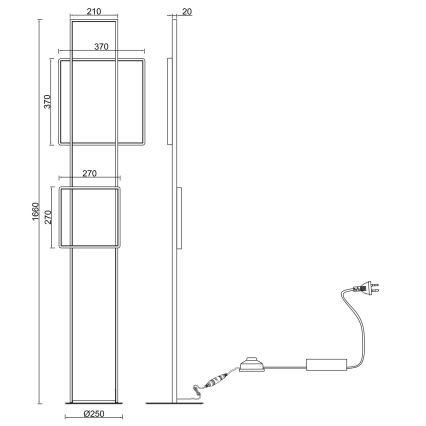 Ondaluce - димируема LED подова лампа DOWEL LED/77W/230V, златна