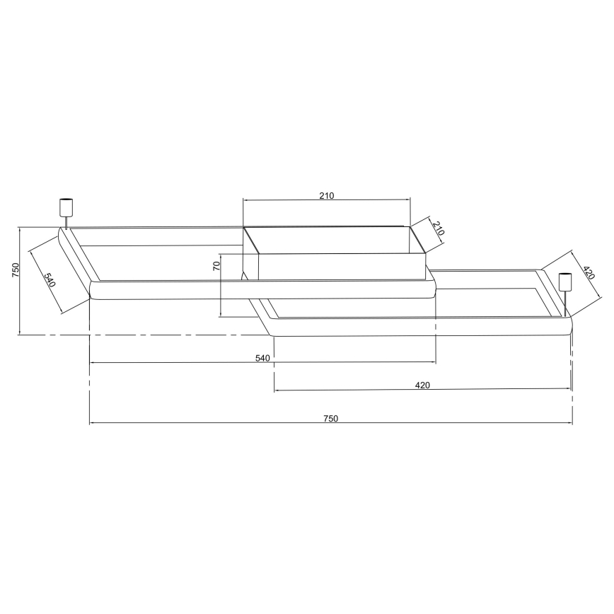 Ondaluce - димируема LED таванна лампа DOWEL LED/60W/230V, 75x75 см, сребриста