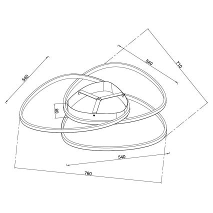 Ondaluce - димируемо LED таванно осветително тяло ROSE LED/80W/230V, златно