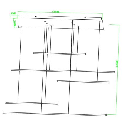 Ondaluce - LED димируем полилей на кабел GENIUS LED/72W/230V черен