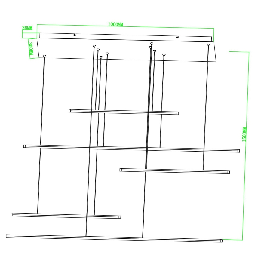 Ondaluce - LED димируем полилей на кабел GENIUS LED/72W/230V черен