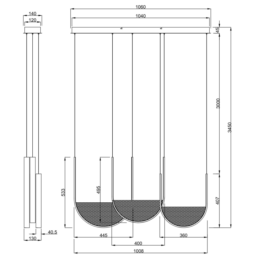 Ondaluce - LED димируем полилей на кабел LOTUS LED/70W/230V златист