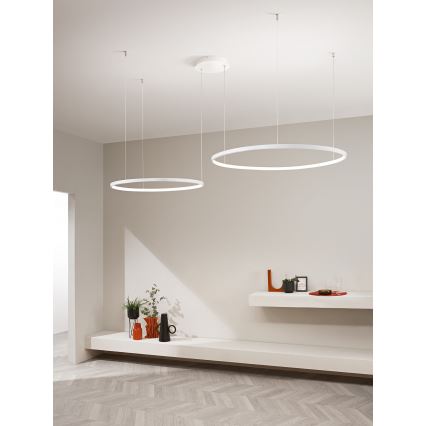 Ondaluce - LED димируем полилей с кабелно окачване SOEL LED/28W/230V + LED/38W 3000/4000K Ø 80/60 см бял