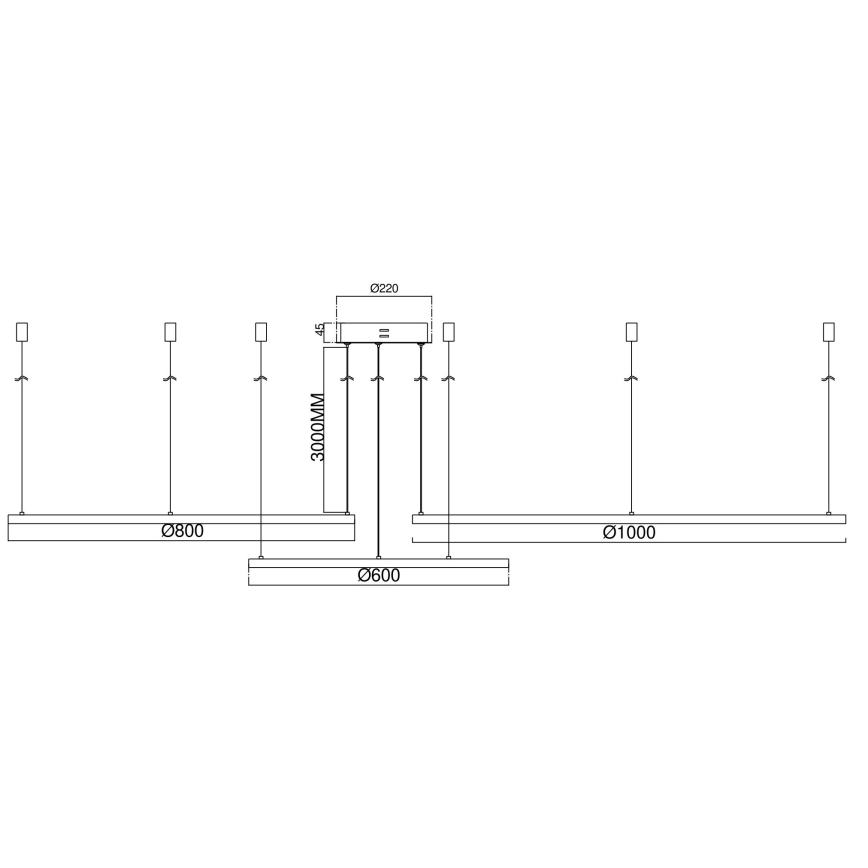 Ondaluce - LED димируем полилей на кабел SOEL LED/28W/230V + LED/38W + LED/47W 3000/4000K Ø 100/80/60 см бял