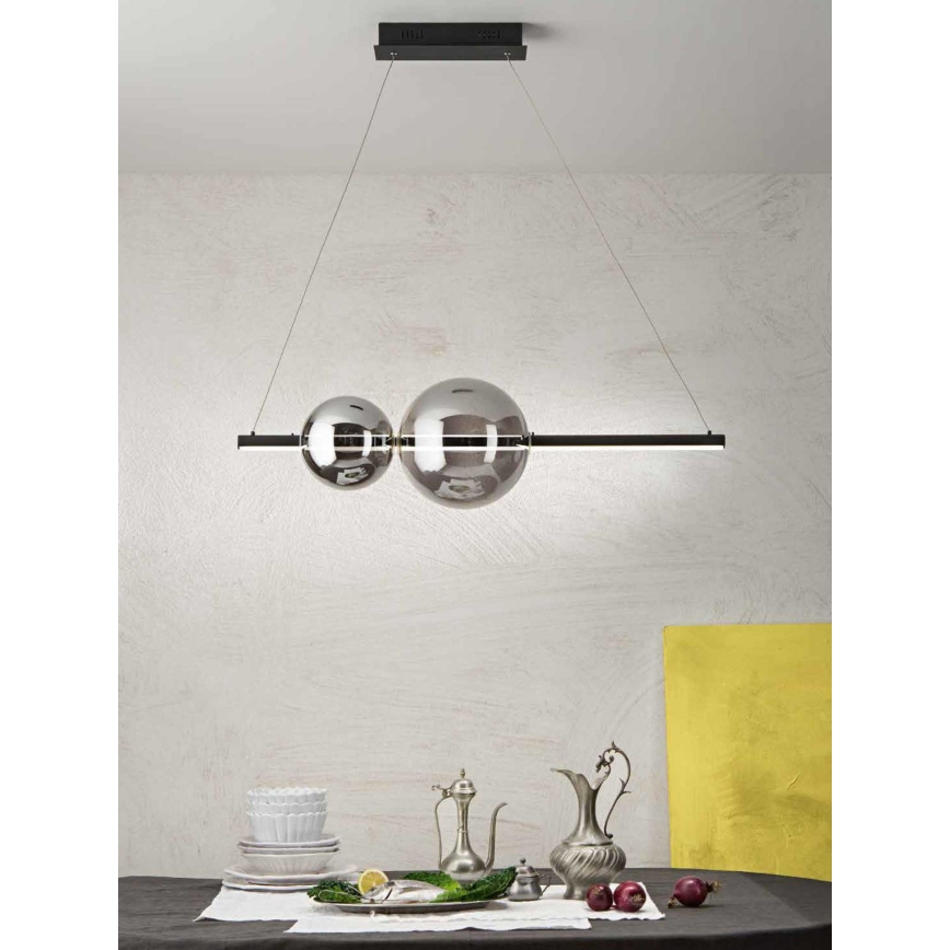 Ondaluce - LED димируема лампа на кабел FUFI LED/40W/230V черна/опушена черна