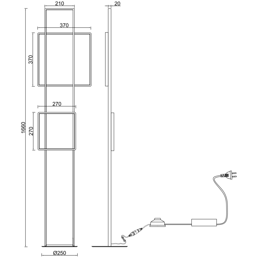 Ondaluce - LED димируема подова лампа DOWEL LED/77W/230V сребриста