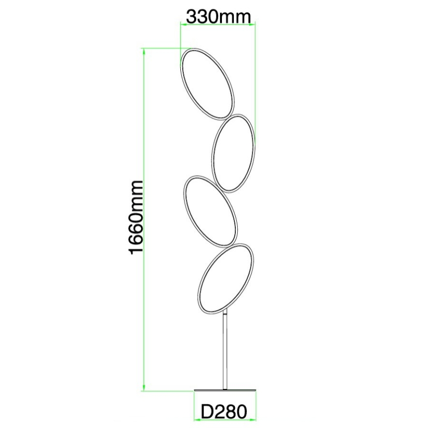 Ondaluce - LED димируема подова лампа RICE LED/38W/230V 166 см златна