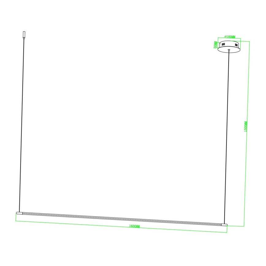 Ondaluce - LED димируема висяща лампа на кабел GENIUS LED/28W/230V черна