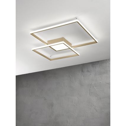 Ondaluce - LED димируемо таванно осветително тяло DOWEL LED/46W/230V 55x55 cm златно
