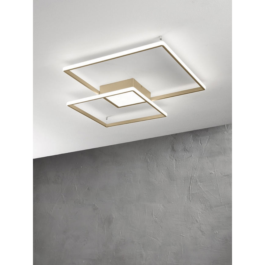 Ondaluce - LED димируемо таванно осветително тяло DOWEL LED/46W/230V 55x55 cm златно