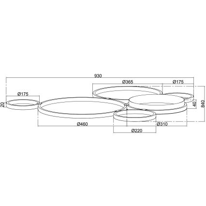 Ondaluce - LED димируемо таванно осветително тяло POIS LED/68W/230V златисто