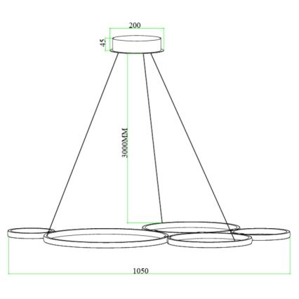 Ondaluce - LED полилей на кабел POIS LED/60W/230V, златен, с възможност за димиране
