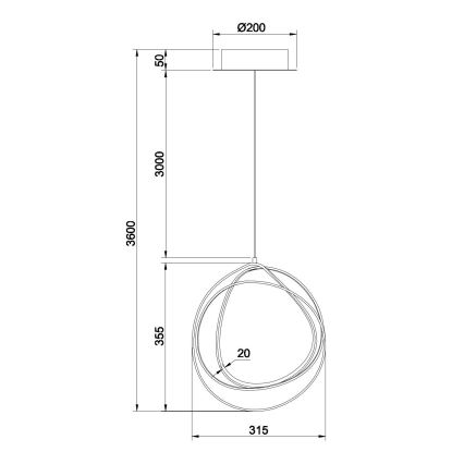 Ondaluce - LED полилей на кабел с възможност за димиране GOLDEN LED/28W/230V златист