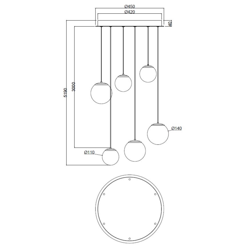 Ondaluce - LED полилей на кабел SANTOS LED/48W/230V Ø 45 cm златист/бял